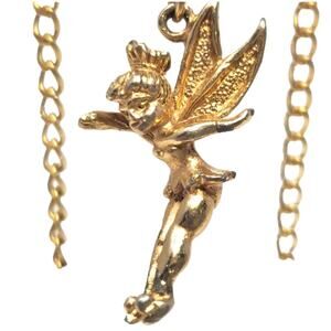 Disney Tinker Bell Necklace Vintage Gold-Toned Pendant